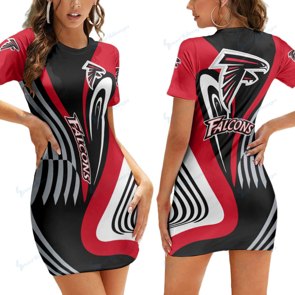 Atlanta Falcons Short Sleeve Bodycon Mini Dress BG337