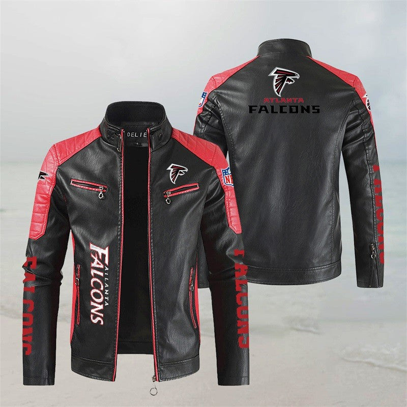 Atlanta Falcons Stand Collar Leather Jacket BG39