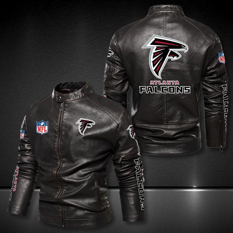 Atlanta Falcons Stand-up Collar Leather Jacket BG30