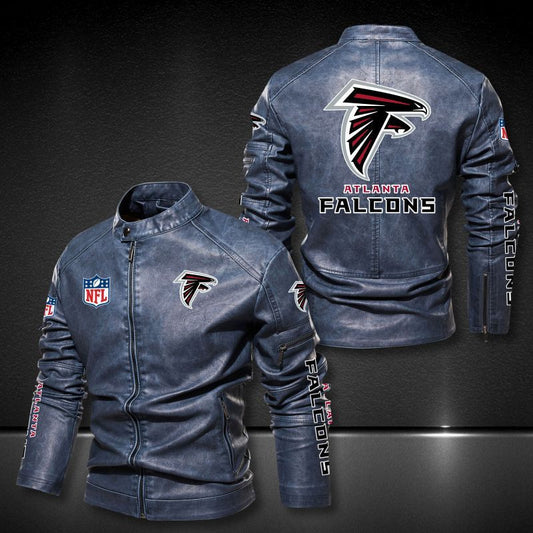 Atlanta Falcons Stand-up Collar Leather Jacket BG30