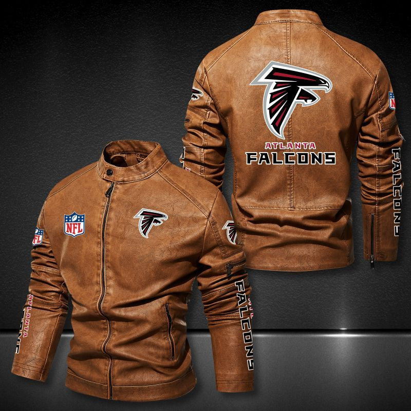 Atlanta Falcons Stand-up Collar Leather Jacket BG30