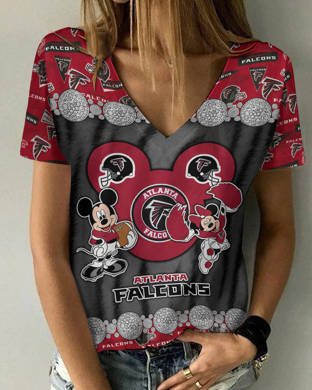 Atlanta Falcons Summer V-neck Women T-shirt 168