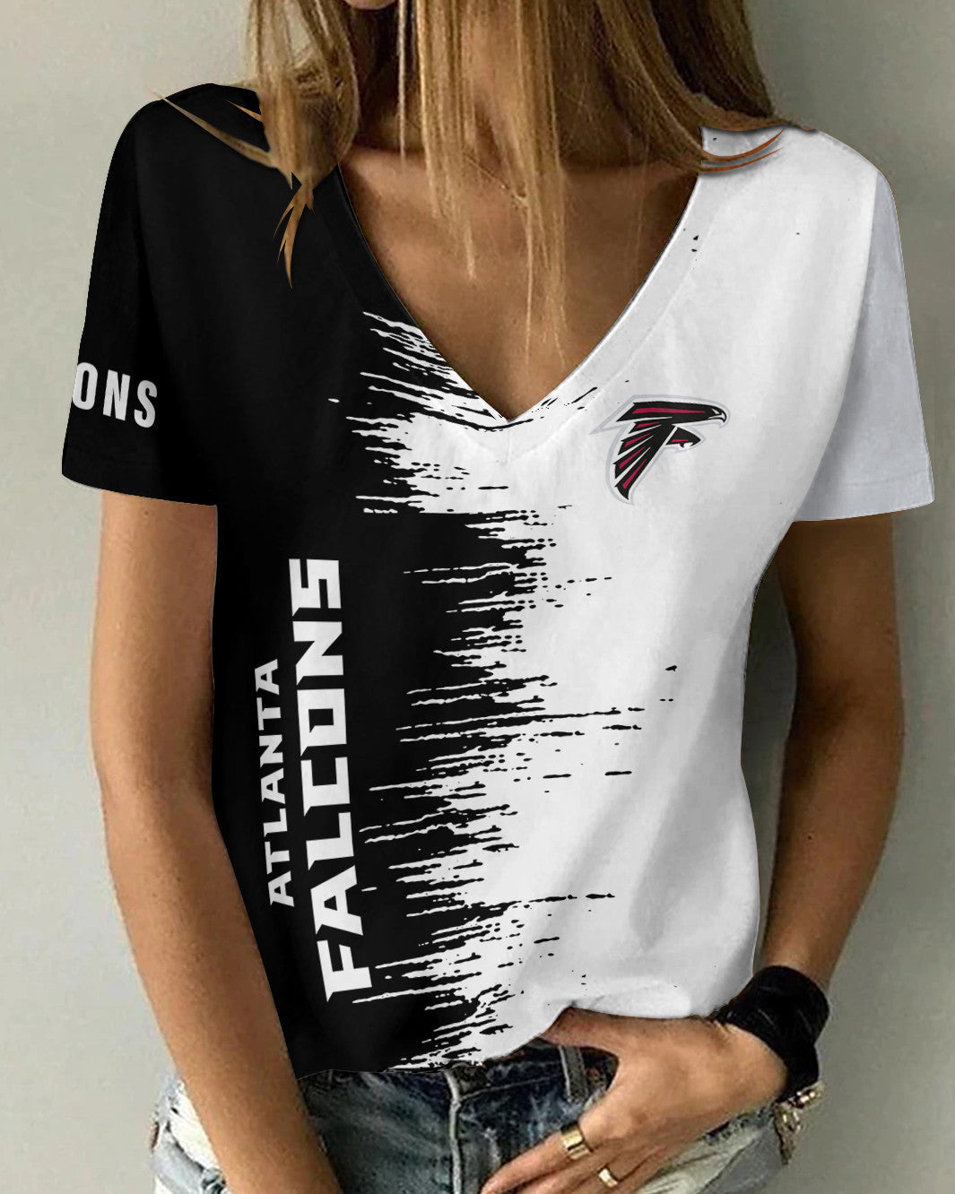 Atlanta Falcons Summer V-neck Women T-shirt BG19