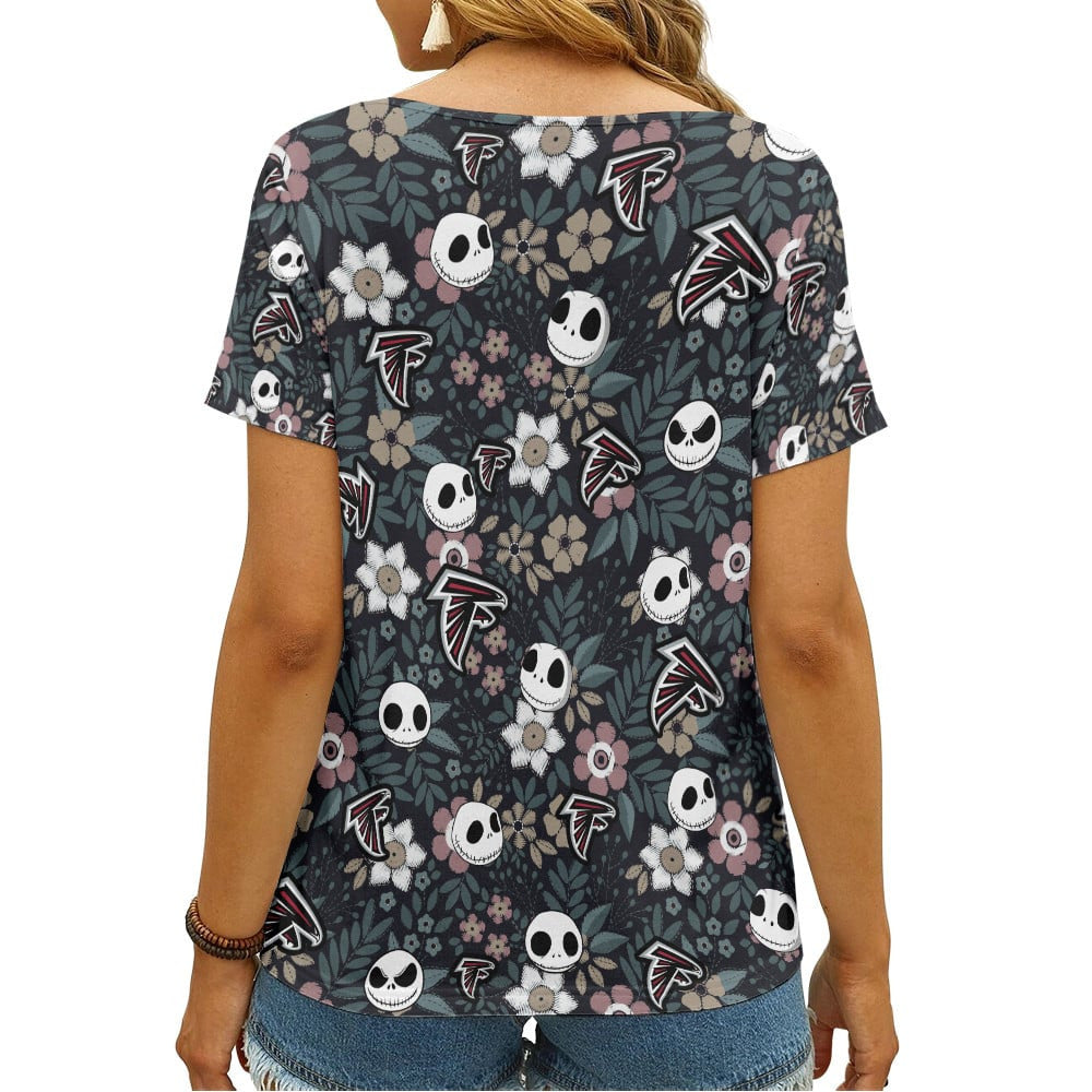 Atlanta Falcons Summer V-neck Women T-shirt