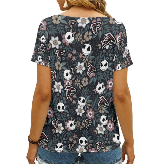 Atlanta Falcons Summer V-neck Women T-shirt