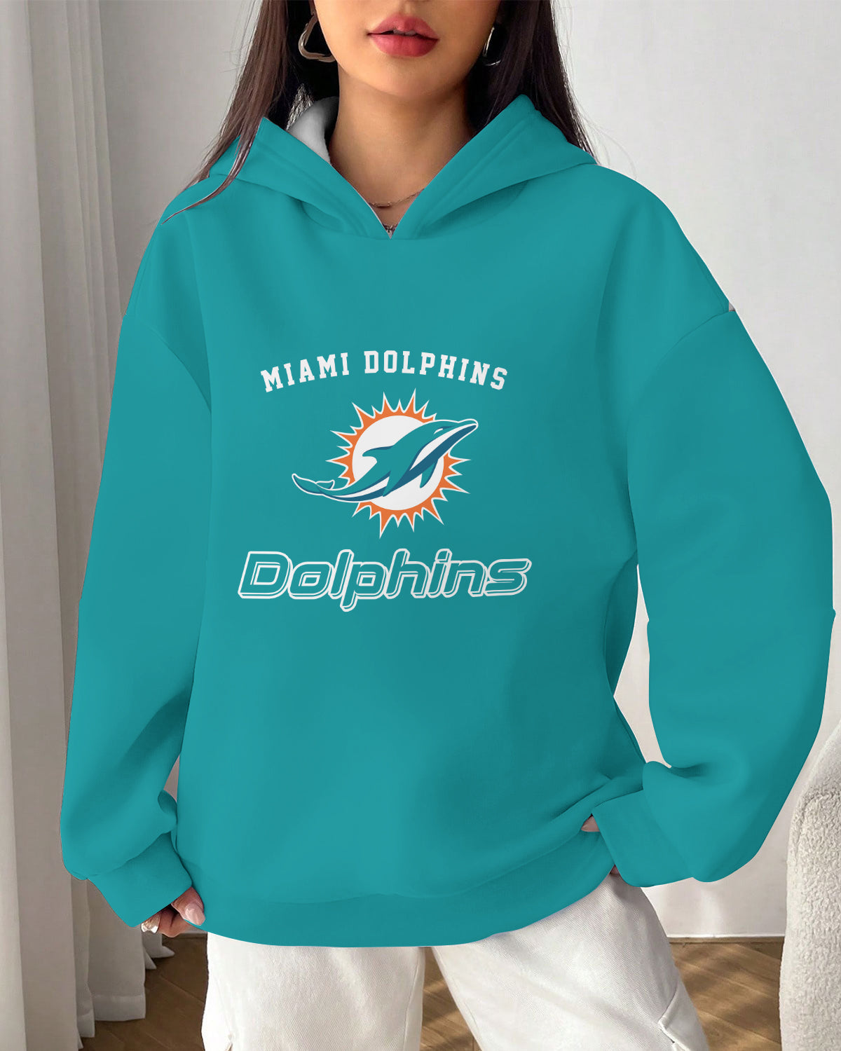 Miami Dolphins Printed Hooded Pocket Pullover Hoodie AZBTPH000076