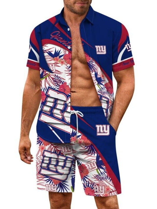 New York Giants Combo Hawaiian Shirt and Shorts AZBTHWSS000214