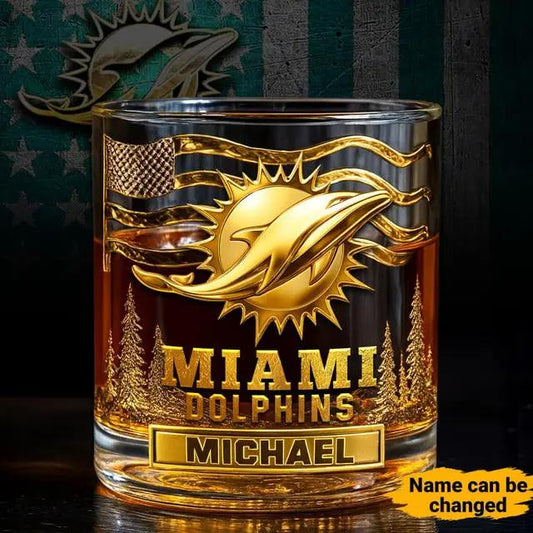 Miami Dolphins Golden Logo Whiskey Glass SP26