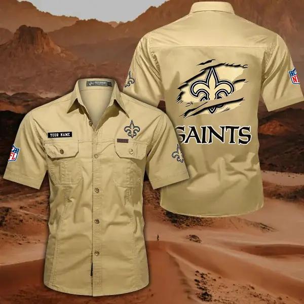 New Orleans Saints Men’s Short Sleeve Cargo Shirts New 2025 AZBT2DCGS000023