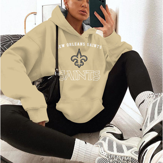 New Orleans Saints Printed Hooded Pocket Pullover Hoodie AZBTPH000075