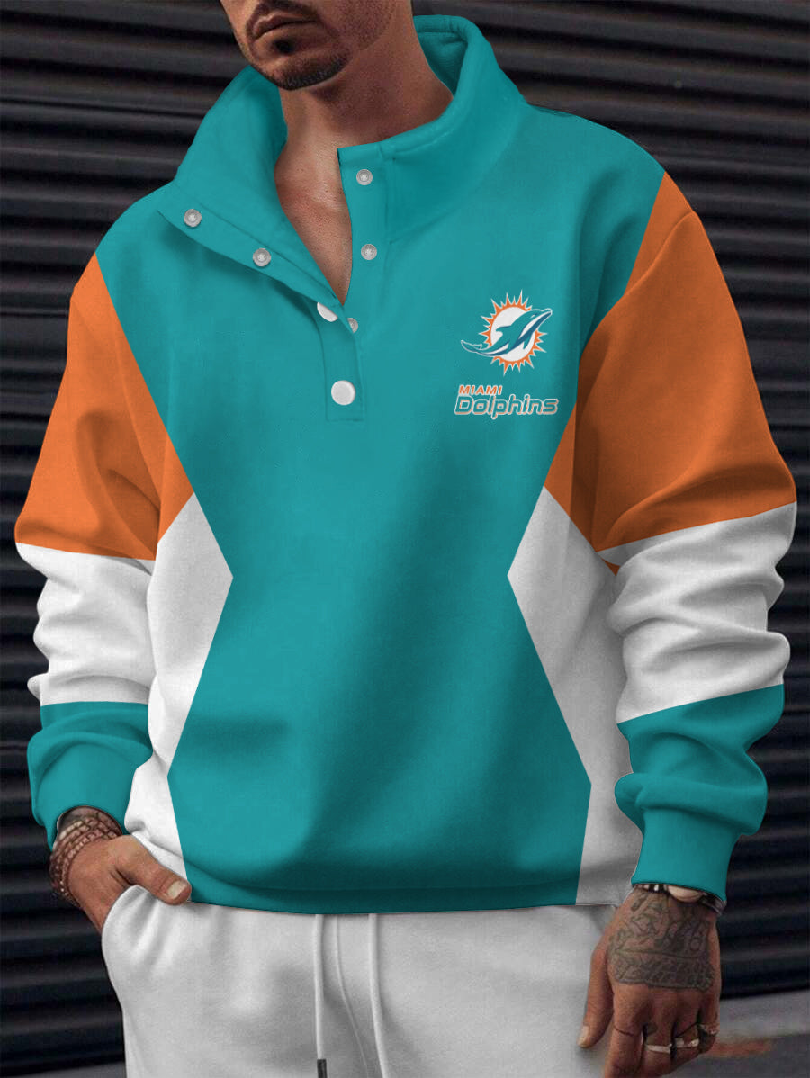 Miami Dolphins Casual Colorful Stand Collar Sweatshirt AZBTSCSW000185