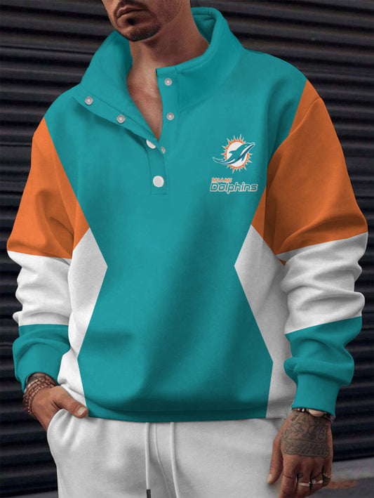 Miami Dolphins Casual Colorful Stand Collar Sweatshirt AZBTSCSW000185