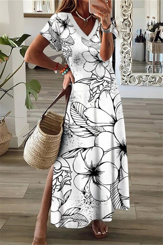 Minnesota Vikings V-Neck Side Slit Long Dress AZBTVSD000340