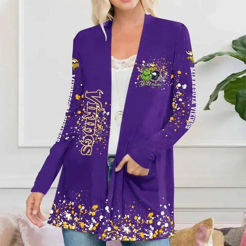 Minnesota Vikings Women Patch Pocket Cardigan BT125