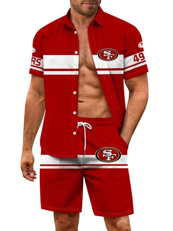 San Francisco 49ers Combo Hawaiian Shirt and Shorts AZBTHWSS000038