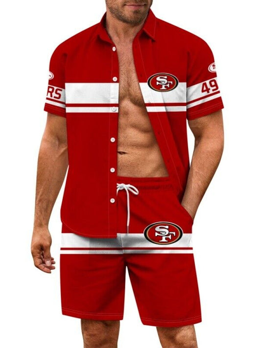 San Francisco 49ers Combo Hawaiian Shirt and Shorts AZBTHWSS000038