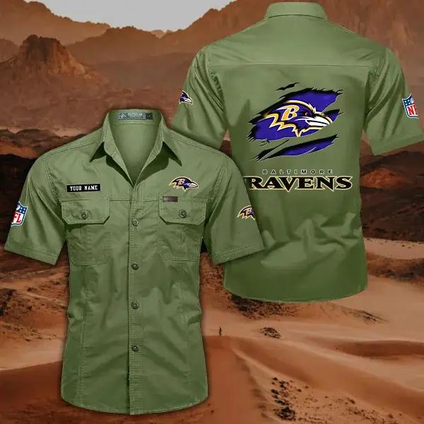 Baltimore Ravens Men’s Short Sleeve Cargo Shirts New 2025 AZBT2DCGS000003