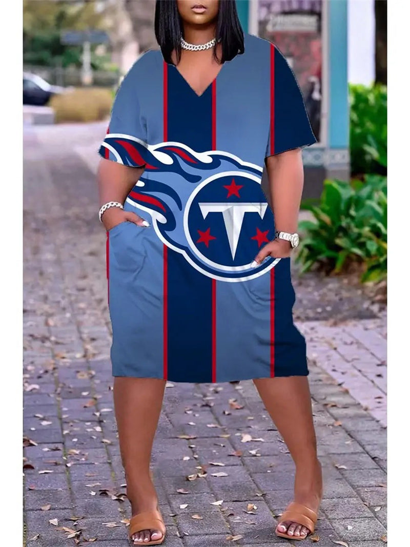 Tennessee Titans V-neck Casual Pocket Dress Limited Edition AZBTVCPD000182