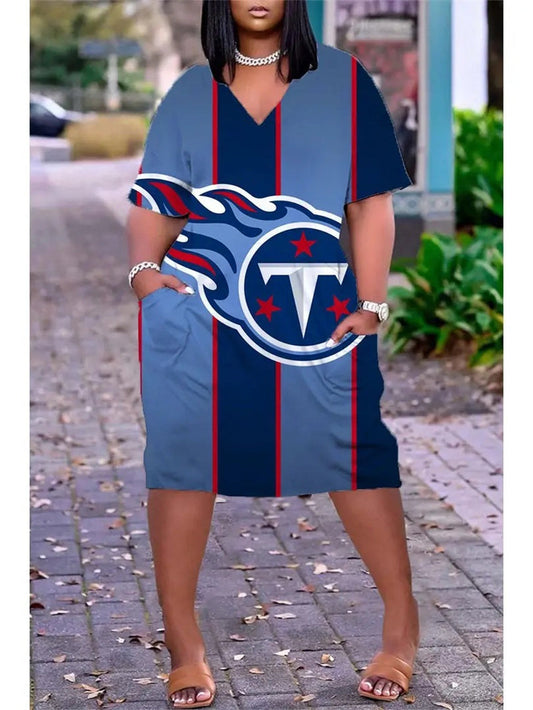 Tennessee Titans V-neck Casual Pocket Dress Limited Edition AZBTVCPD000182