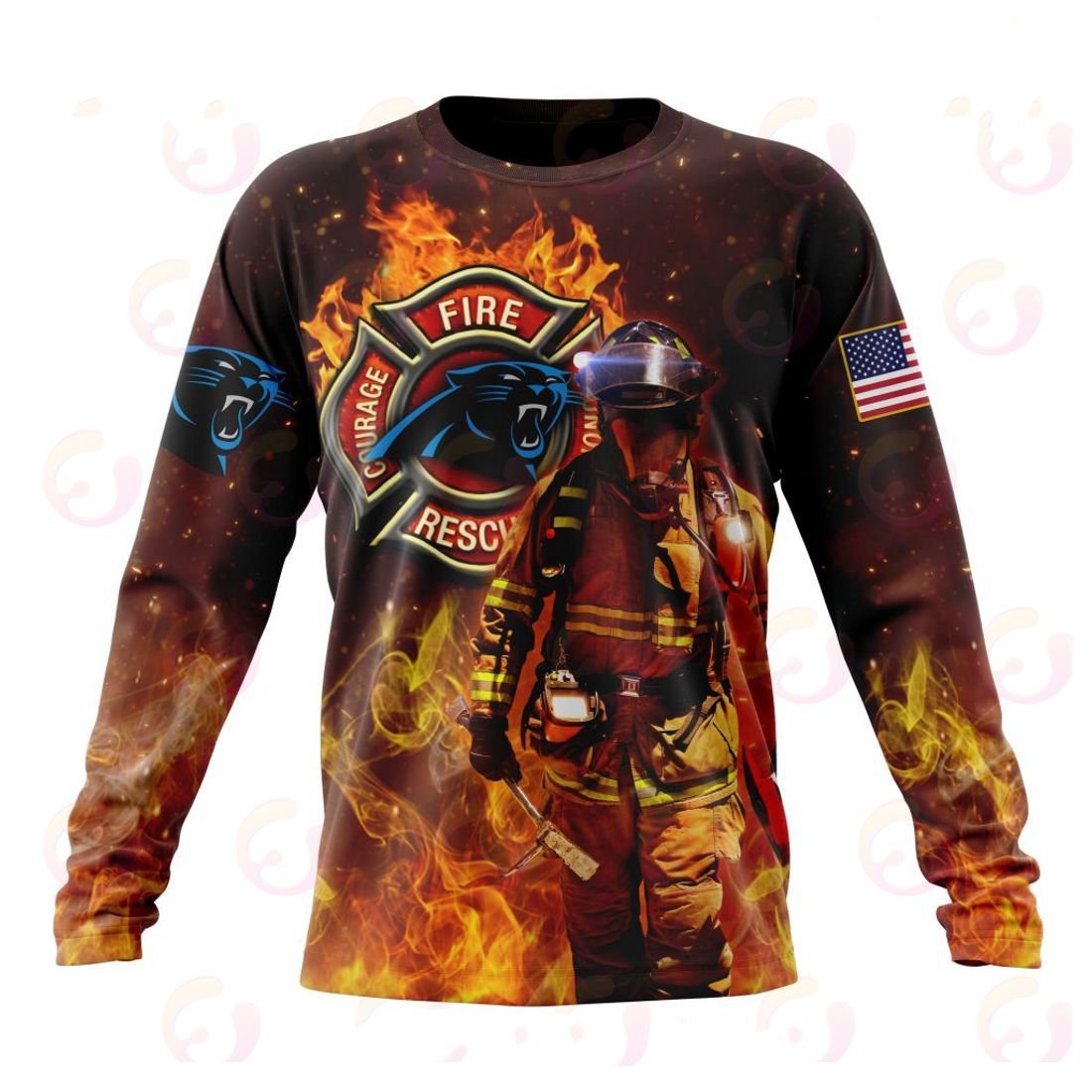 Carolina Panthers Honor Firefighters – First Responders All Over Printed T-shirt Sweatshirt Hoodie AZCHD828