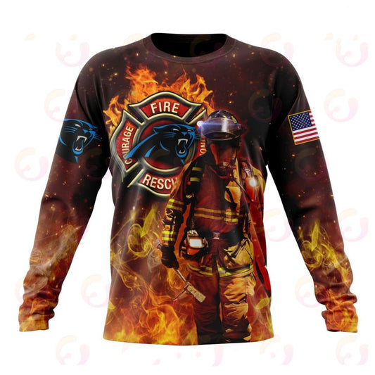 Carolina Panthers Honor Firefighters – First Responders All Over Printed T-shirt Sweatshirt Hoodie AZCHD828