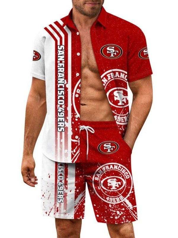 San Francisco 49ers Combo Hawaiian Shirt and Shorts AZBTHWSS000040