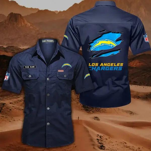 Los Angeles Chargers Men’s Short Sleeve Cargo Shirts New 2025 AZBT2DCGS000018