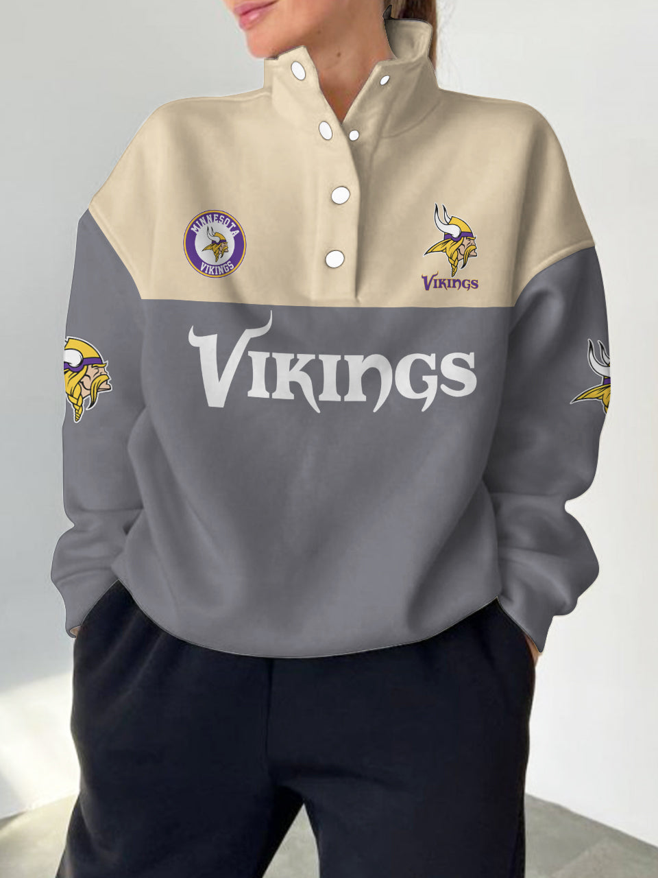 Minnesota Vikings Casual Colorful Stand Collar Sweatshirt AZBTSCSW000320