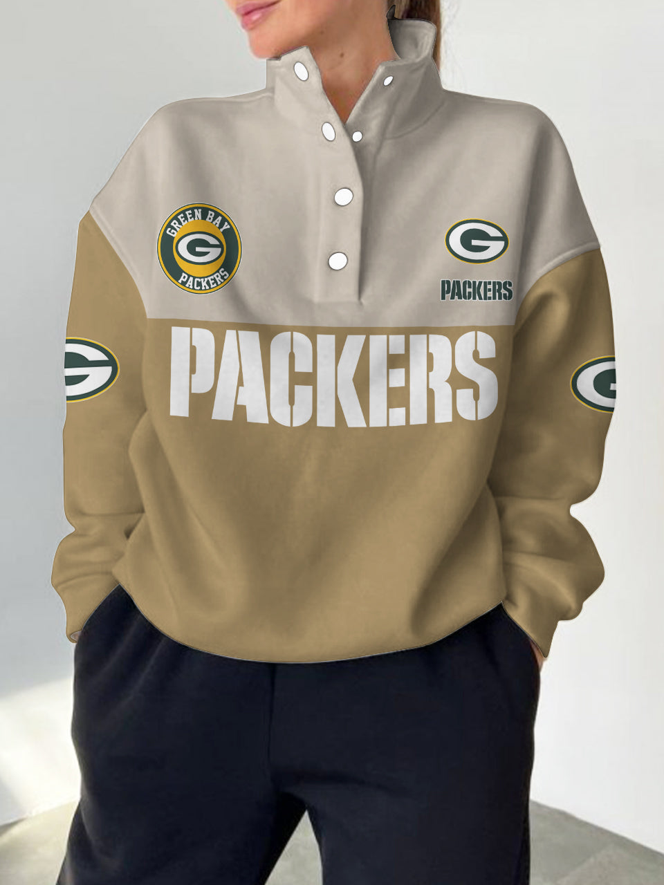 Green Bay Packers Casual Colorful Stand Collar Sweatshirt AZBTSCSW000424