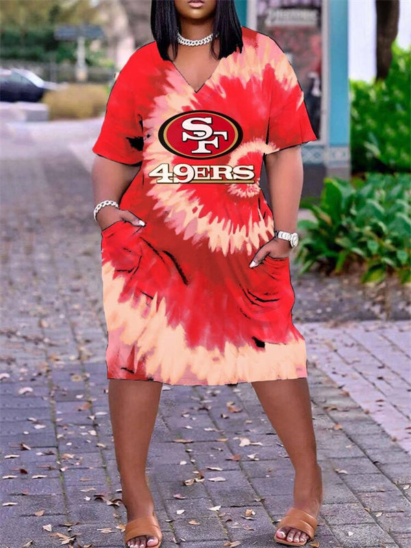 San Francisco 49ers V-neck Casual Pocket Dress Limited Edition AZBTVCPD000296