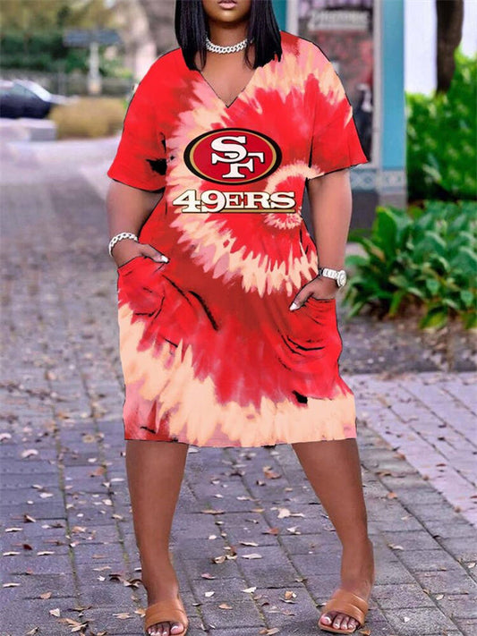 San Francisco 49ers V-neck Casual Pocket Dress Limited Edition AZBTVCPD000296