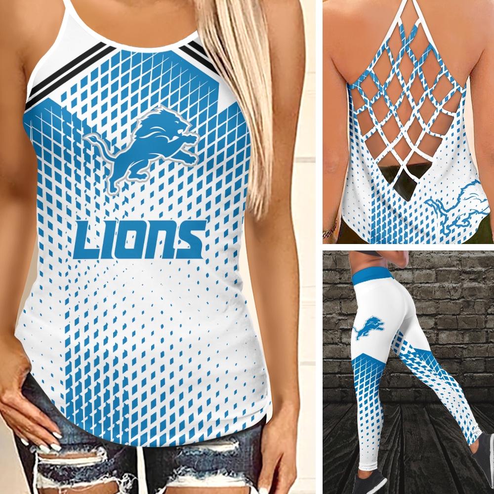 Detroit Lions Leggings And Criss Cross Tank Top BGCCTANK152