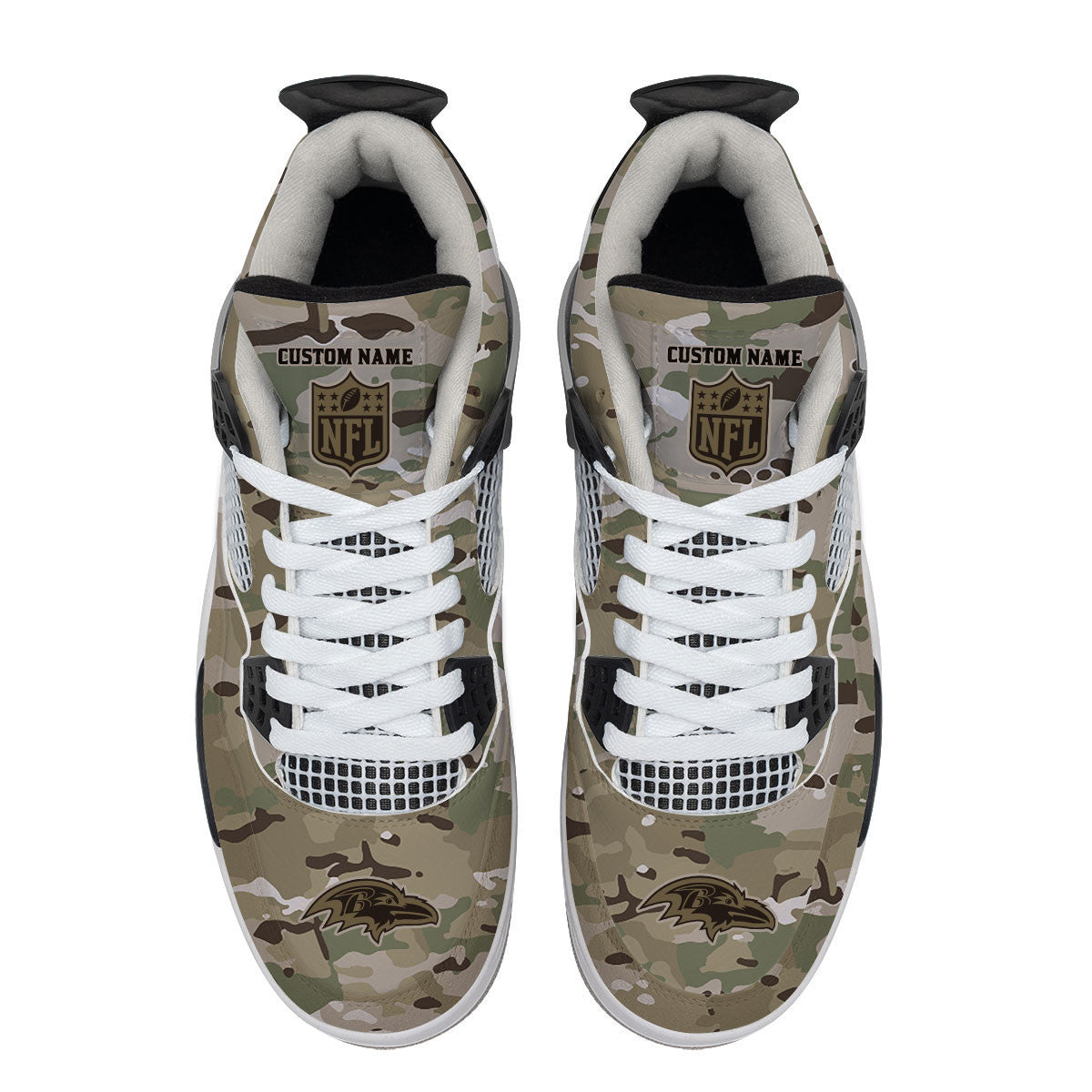 Baltimore Ravens Camo Personalized AJ4 Sneaker BG35