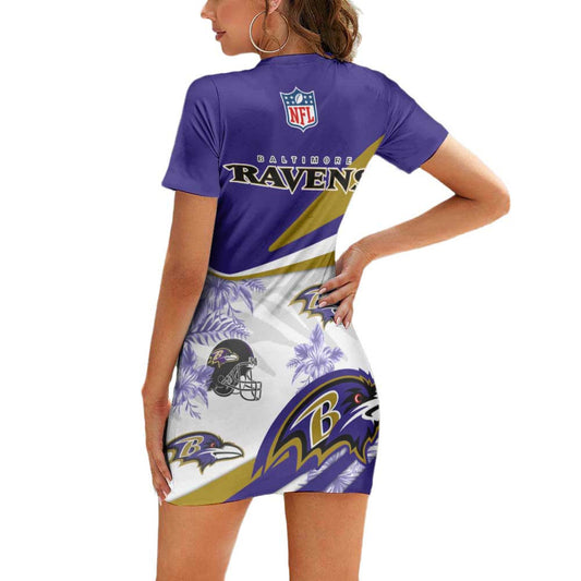 Baltimore Ravens Casual Short Sleeve Bodycon Mini Dress BG113