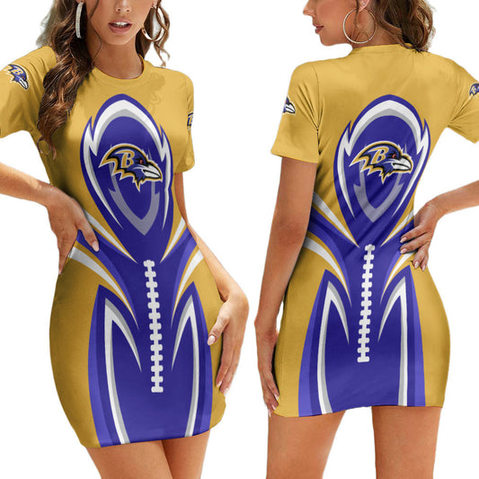 Baltimore Ravens Casual Short Sleeve Bodycon Mini Dress BG198