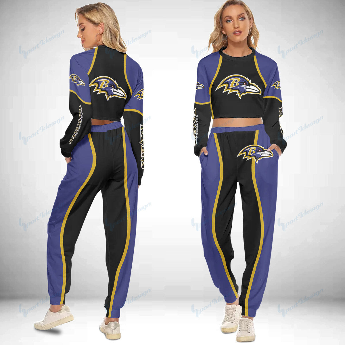 Baltimore Ravens Crop Sweatshirt Suit 36