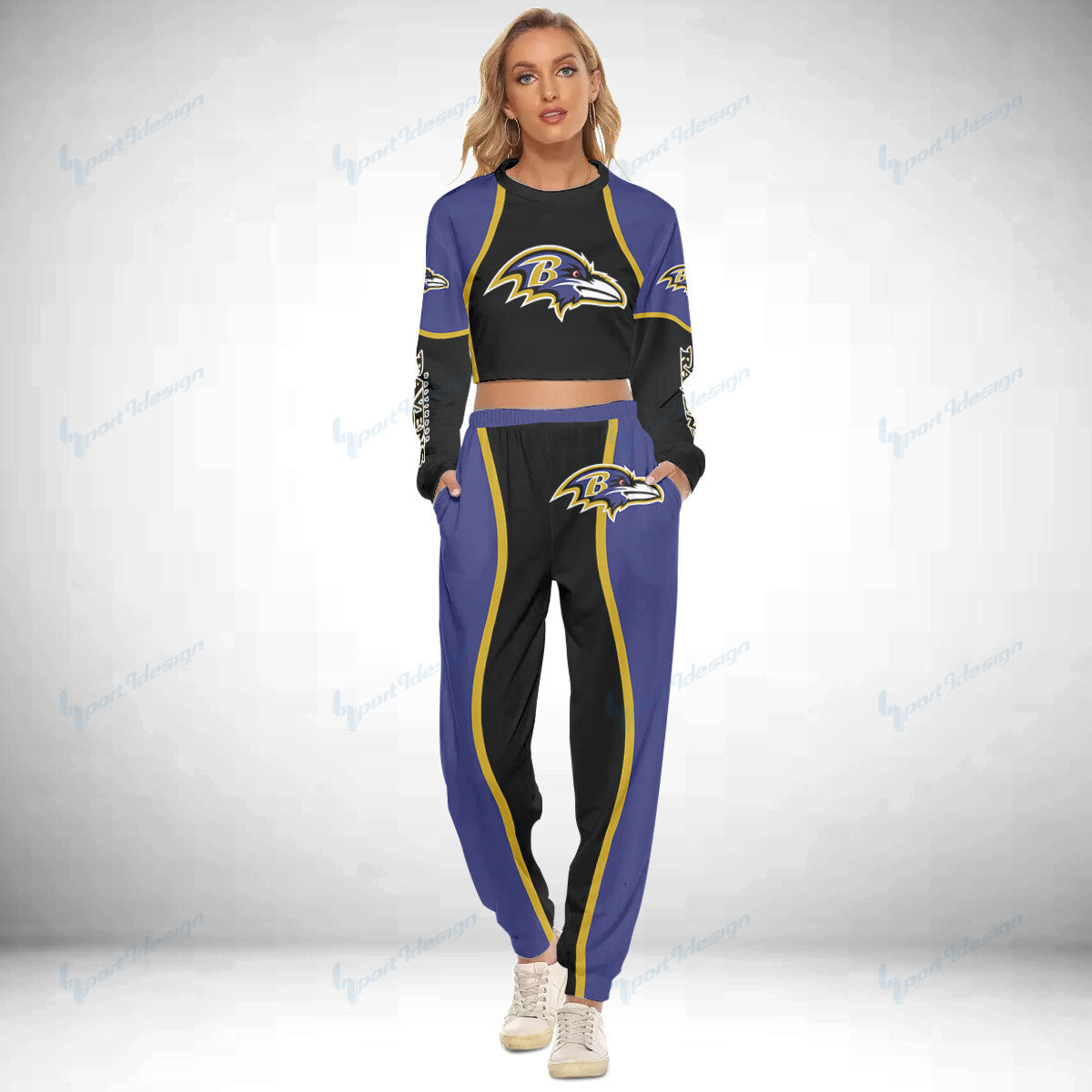 Baltimore Ravens Crop Sweatshirt Suit 36