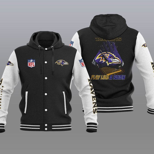 Baltimore Ravens Hooded Button Jacket with Hood 20