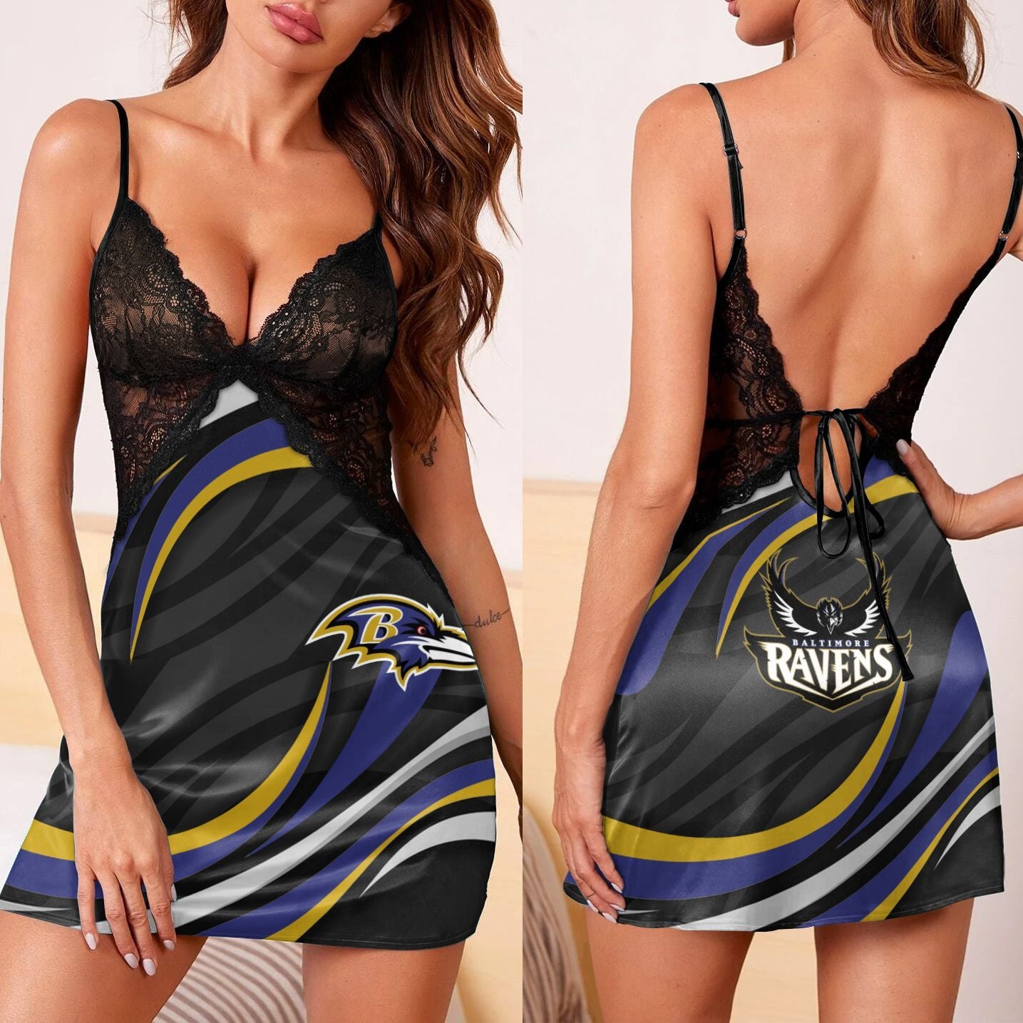 Baltimore Ravens Lace Back Strap Slip Dress 18-1