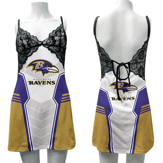 Baltimore Ravens Lace Back Strap Slip Dress 351