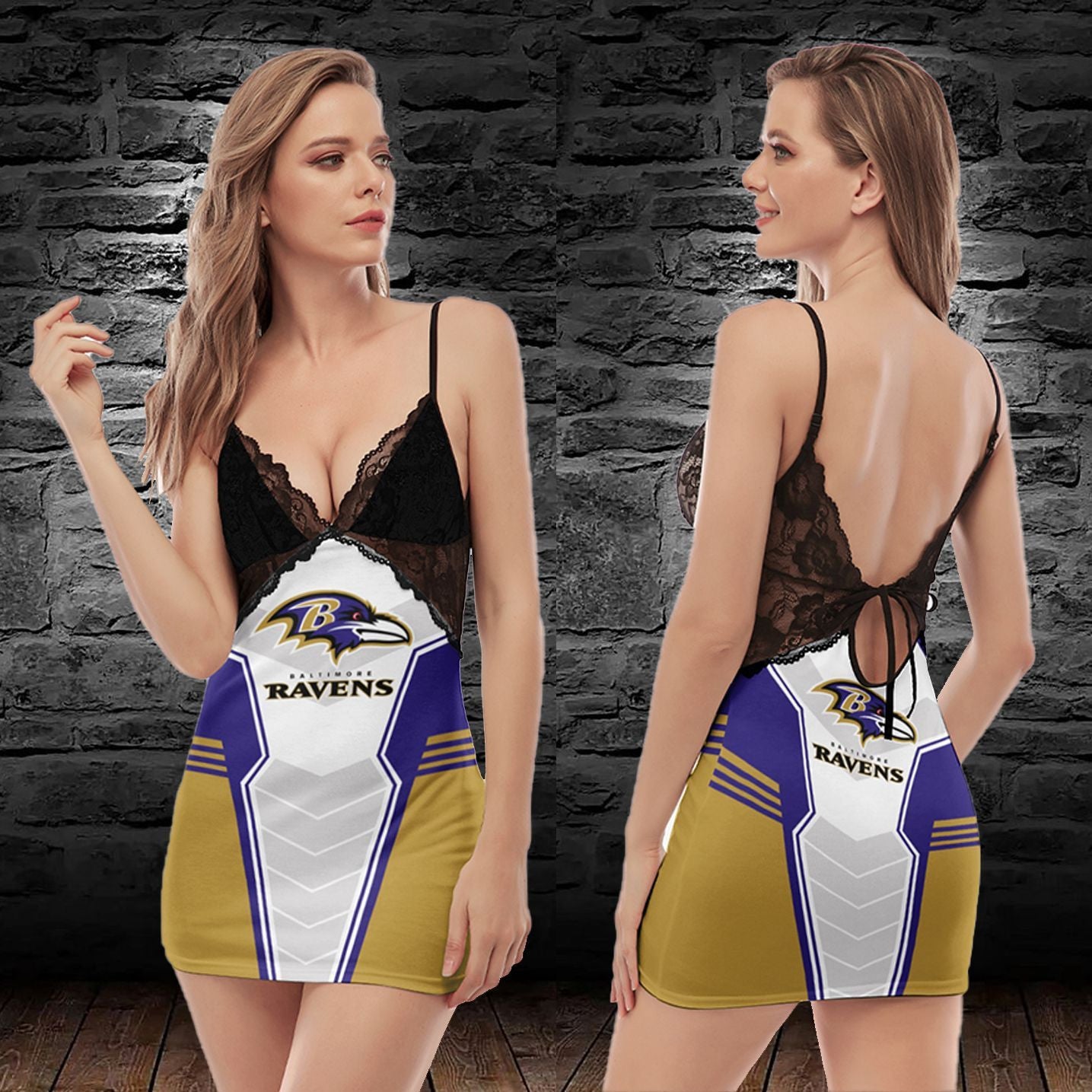 Baltimore Ravens Lace Back Strap Slip Dress 351
