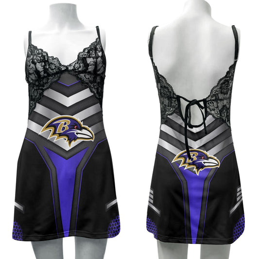 Baltimore Ravens Lace Back Strap Slip Dress 407