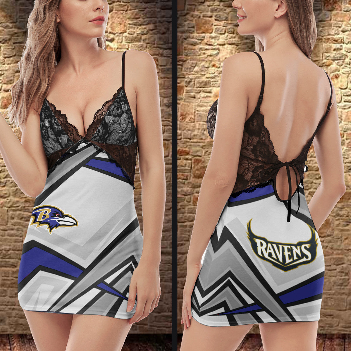 Baltimore Ravens Lace Back Strap Slip Dress 488
