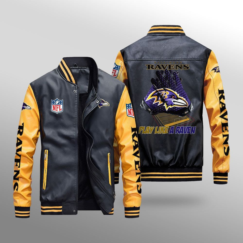 Baltimore Ravens Leather Bomber Jacket BG06