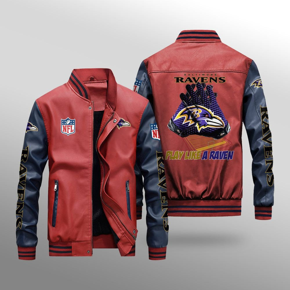 Baltimore Ravens Leather Bomber Jacket BG06