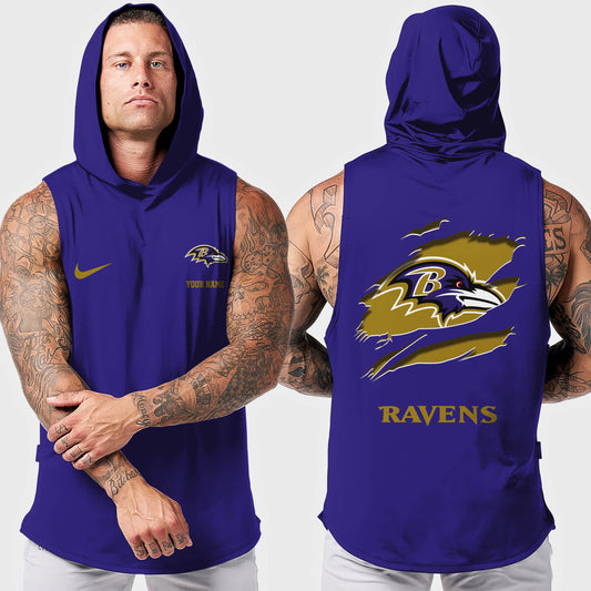 Baltimore Ravens Men Workout Hooded Tank Top AZMGSH003