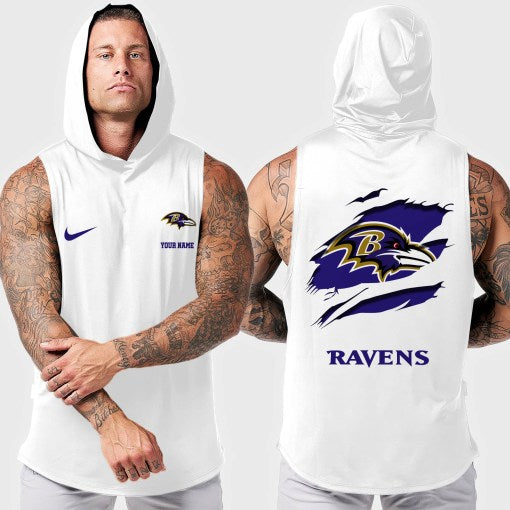 Baltimore Ravens Men Workout Hooded Tank Top AZMGSH003