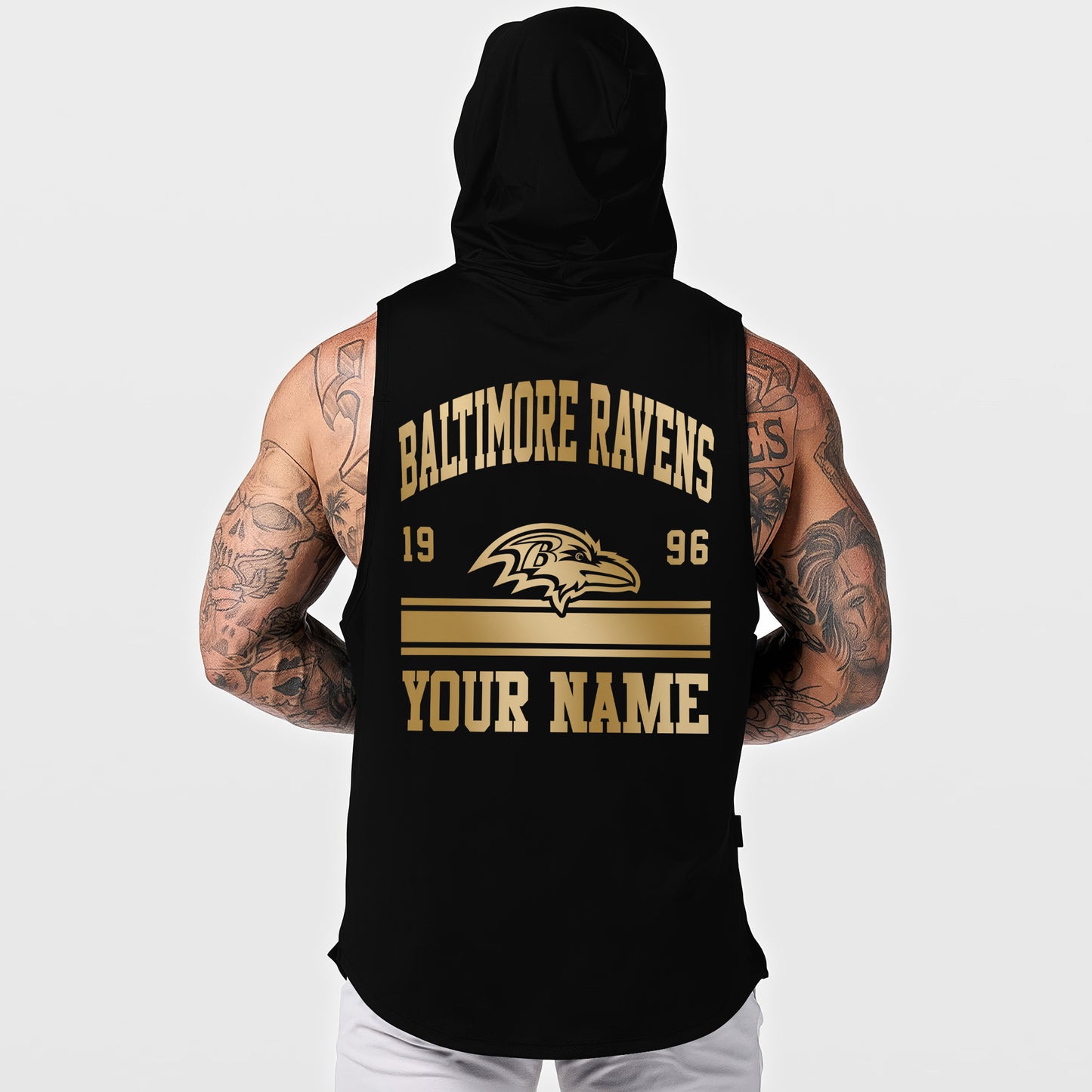 Baltimore Ravens Men Workout Hooded Tank Top AZMGSH035