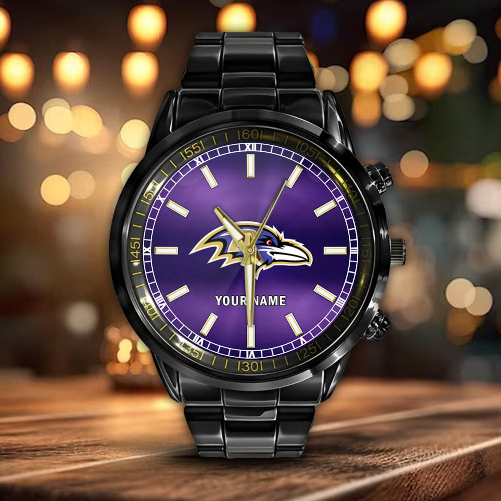 Baltimore Ravens Black Fashion Watch Gifts For Sport Fans AZWATCH035