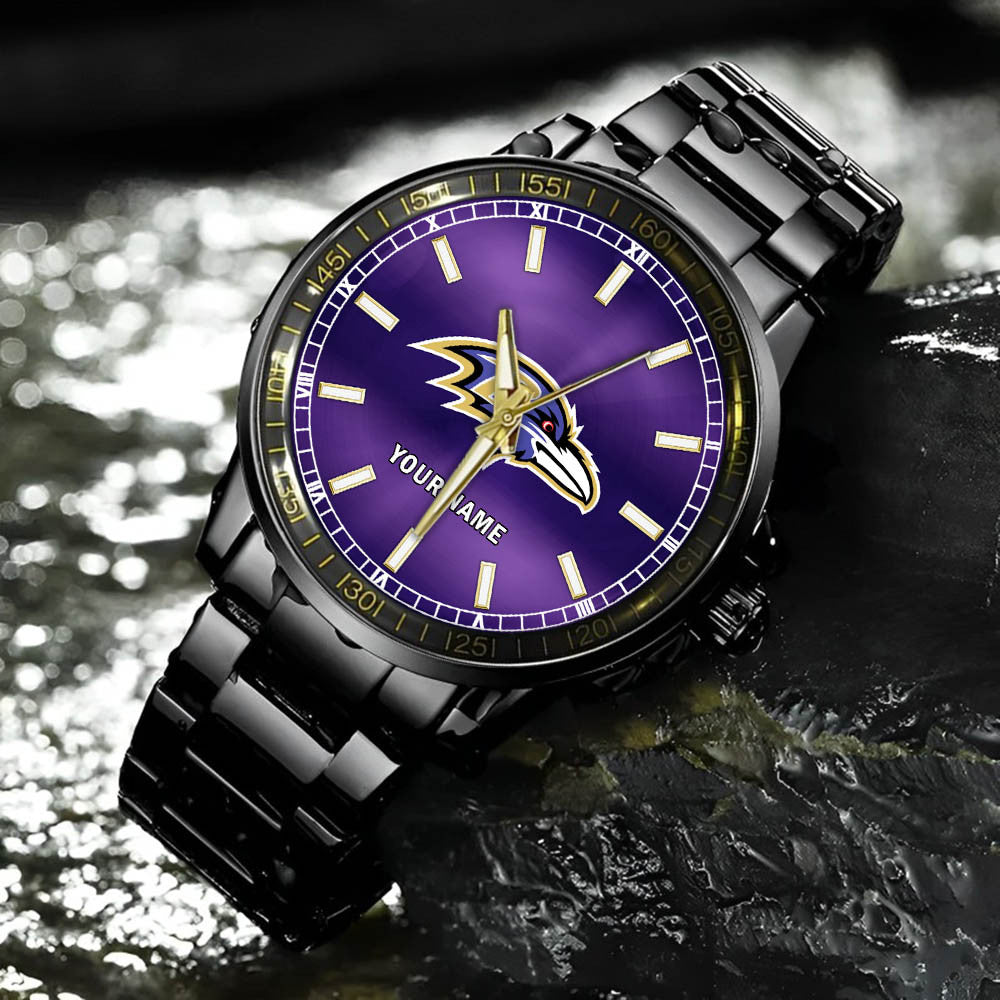 Baltimore Ravens Black Fashion Watch Gifts For Sport Fans AZWATCH035